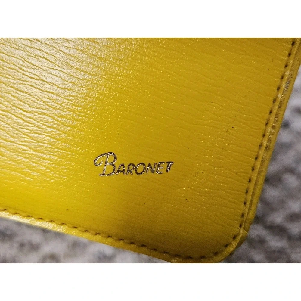 New Vintage Baronet Leather Yellow‎ Wallet Credit Cards Kisslock Change Purse